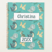 Niedliches Dinosaurier Personalisiert Light Green  Planer (Vorderseite)