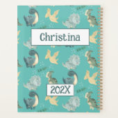 Niedliches Dinosaurier Personalisiert Light Green  Planer (Rückseite)