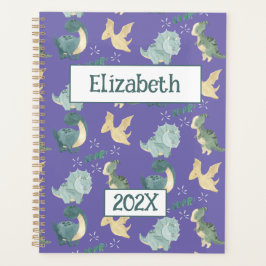 Niedliches Dinosaurier Personalisiert Light Lila 2 Planer