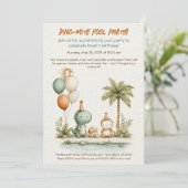 Niedliches Dinosaurier Pool Party Geburtstagseinla Einladung (Stehend Vorderseite)