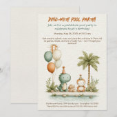 Niedliches Dinosaurier Pool Party Geburtstagseinla Einladung (Vorne/Hinten)