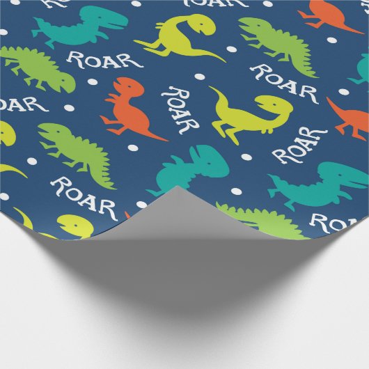 Niedliches Dinosaurier Roar Wrapping Paper Geschenkpapier (Ecke)