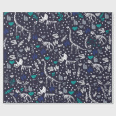 Niedliches Dinosaurier Skelettwrapping Paper Geschenkpapier (Flach)