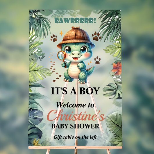 Niedliches Dinosaurier Thema Kinderdusche Schaumbr Acrylschild (Neutral)