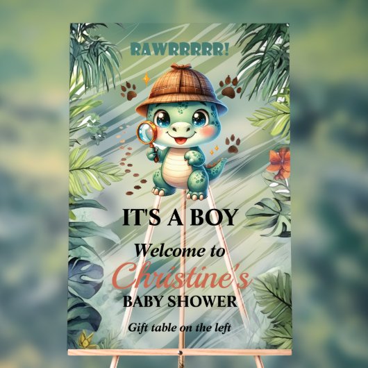 Niedliches Dinosaurier Thema Kinderdusche Schaumbr Acrylschild (Neutral)