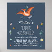 Niedliches Dinosaurier Time Kapselszeichen Poster (Vorne)