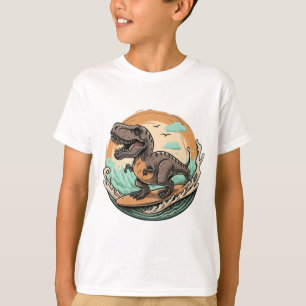 Niedliches Dinosaurier-Trex-Surfen T-Shirt