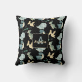 Niedliches Dinosaurier-Wasserfarbmuster Kissen (Rückseite)