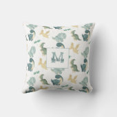 Niedliches Dinosaurier-Wasserfarbmuster Kissen (Rückseite)