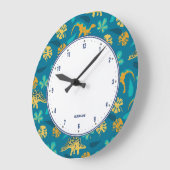Niedliches Dinosauriermuster Große Wanduhr (Winkel)