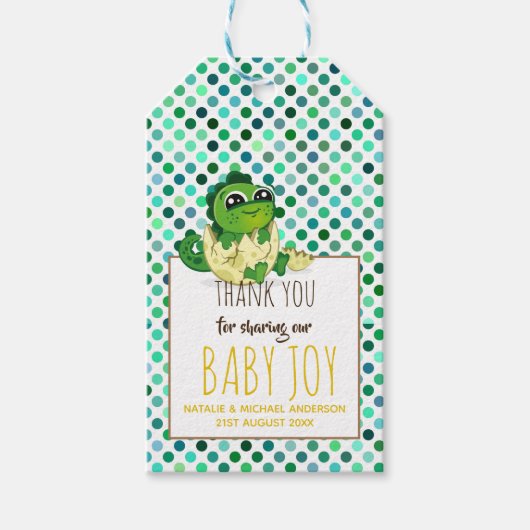 Niedliches Dinsoaur Hatching Ei Baby Shower Boy Gi Geschenkanhänger (Vorderseite)