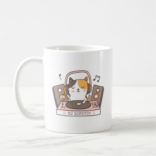 Niedliches DJ verkratzen Kaffeetasse (Links)