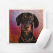Niedliches Doberman-Gesicht auf farbenfrohen Hinte Mousepad (Mit Mouse)