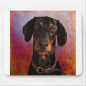 Niedliches Doberman-Gesicht auf farbenfrohen Hinte Mousepad (Vorne)