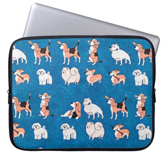 Niedliches Dog-Muster Laptopschutzhülle (Vorderseite)
