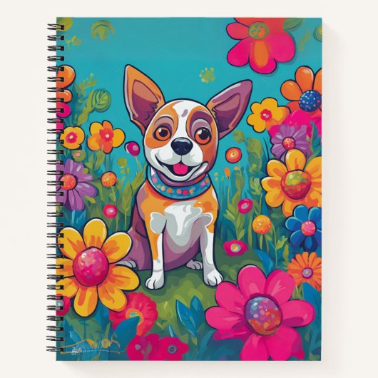 "Niedliches Dog-Notebook mit Rose - Einzigartiges Notizblock (Vorderseite)