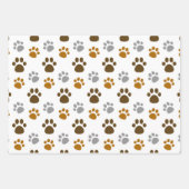 Niedliches Dog Paws-Muster Geschenkpapier Set (Vorderseite)