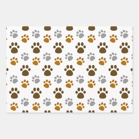 Niedliches Dog Paws-Muster Geschenkpapier Set (Vorderseite)