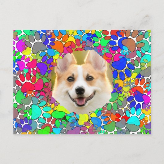 Niedliches Dog Picture Paw Druckmuster Postkarte (Vorderseite)