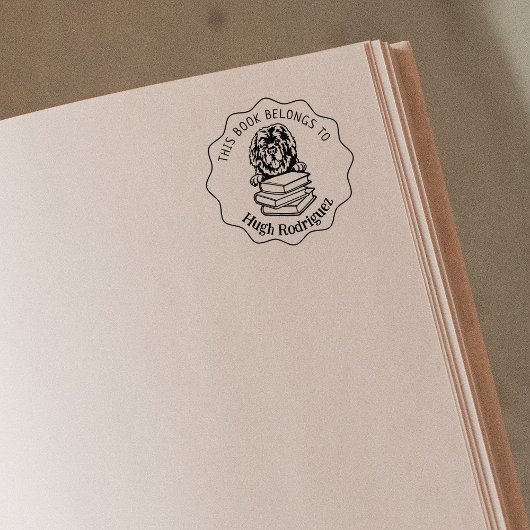 Niedliches Dogenbuch für Neufundland Gummistempel