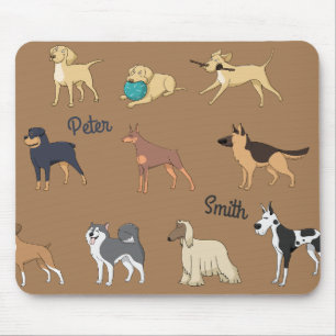 Niedliches Doggy-Design mit Namen anpassen Mousepad
