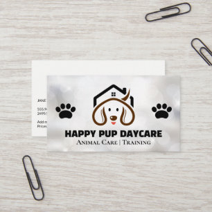 Niedliches Doggy- und Zuhause-Logo Paws Visitenkarte