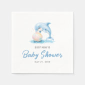 Niedliches Dolphin Baby Dusche Party Minimalistisc Serviette (Vorderseite)