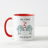 Niedliches Dolphin Couple Personalisiertes Geschen Tasse (Links)