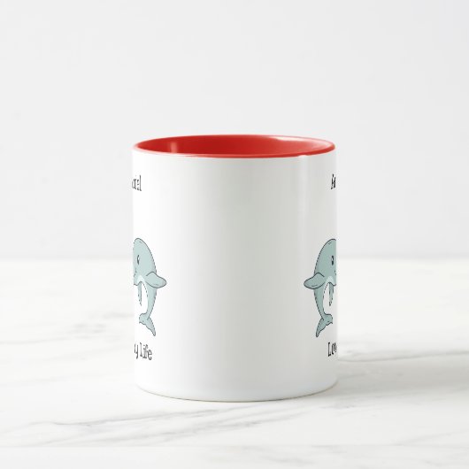 Niedliches Dolphin Couple Personalisiertes Geschen Tasse (Zentrum)