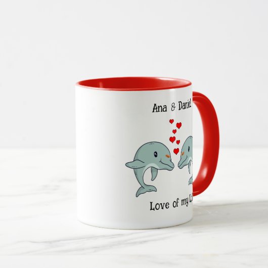Niedliches Dolphin Couple Personalisiertes Geschen Tasse (VorderseiteRechts)