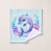 Niedliches Dolphin Sea Creature Muster Badhandtuch Set (Waschlappen)