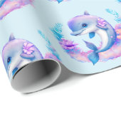 Niedliches Dolphin Sea Creature Muster Geschenkpapier (Rolleneckpunkt)