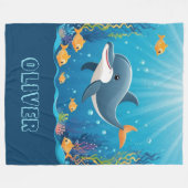 Niedliches Dolphin Wasserfarbe Personalisiert Fleecedecke (Vorderseite (Horizontal))