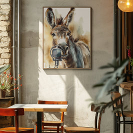 Niedliches Donkey-Mikrofon Poster