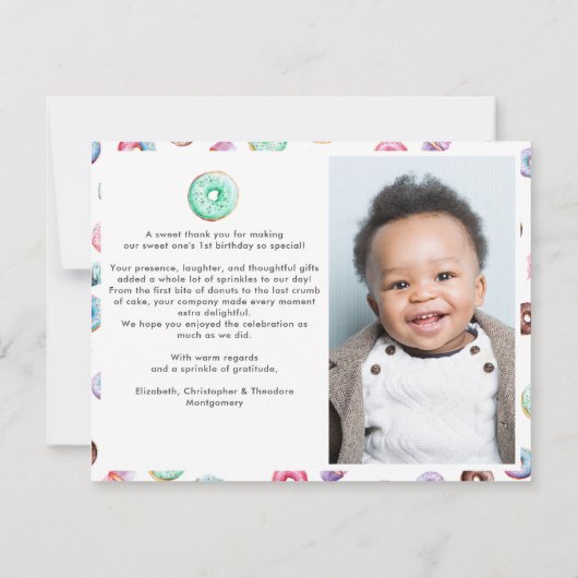 Niedliches Donut Boy Custom Message Kindergeburtst Dankeskarte (Rückseite)