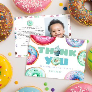Niedliches Donut Boy Custom Message Kindergeburtst Dankeskarte