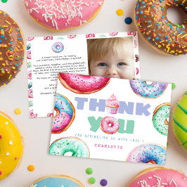Niedliches Donut Girl Custom Message Kindergeburts Dankeskarte
