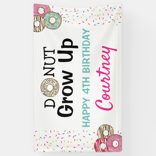 Niedliches Donut Groove Kindergeburtstag Party Banner (Vertikal)