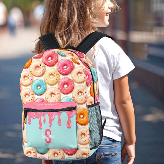 Niedliches Donut-Muster Dripping Sweet Pink Monogr Bedruckter Rucksack
