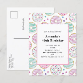 Niedliches Donut-Muster Geburtstag Einladungspostkarte