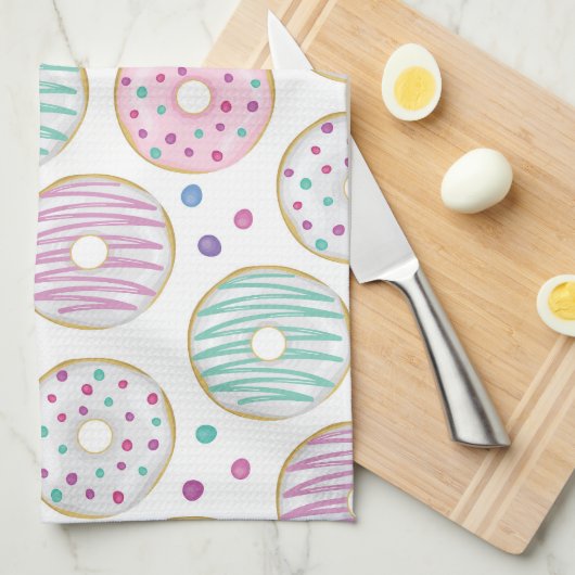 Niedliches Donut-Muster Geschirrtuch (Viertel Falte)