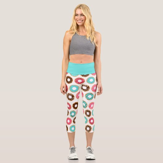 Niedliches Donuts-Muster Capri Leggings (Vorderseite)
