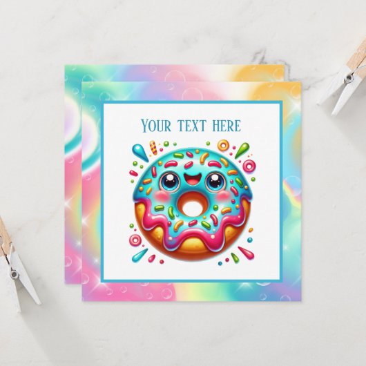 Niedliches Donuts Party Einladung (Vorderseite/Rückseite Beispiel)