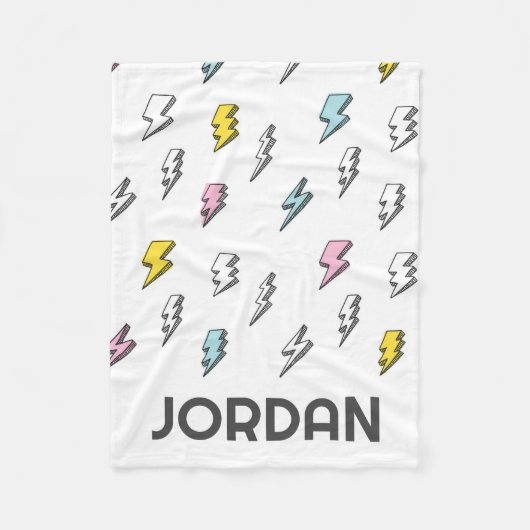 Niedliches Doodle-Blitzmuster Fleecedecke (Vorderseite)
