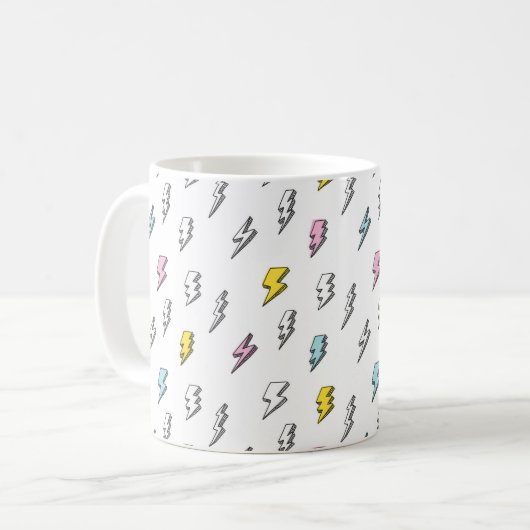 Niedliches Doodle-Blitzmuster Kaffeetasse (Vorderseite Links)