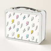 Niedliches Doodle-Blitzmuster Metall Brotdose (Rückseite)