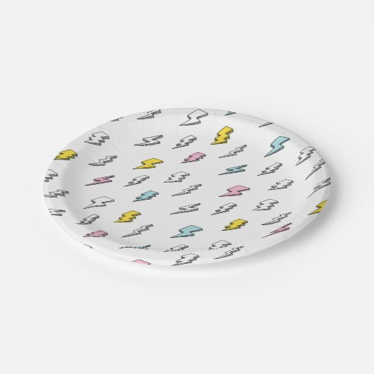 Niedliches Doodle-Blitzmuster Pappteller (Schrägansicht)