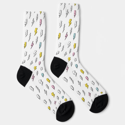 Niedliches Doodle-Blitzmuster Socken (Rechts)