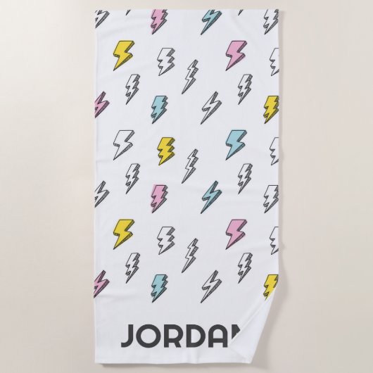 Niedliches Doodle-Blitzmuster Strandtuch (Vorderseite)