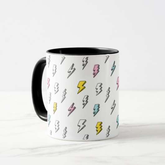 Niedliches Doodle-Blitzmuster Tasse (Vorderseite Links)